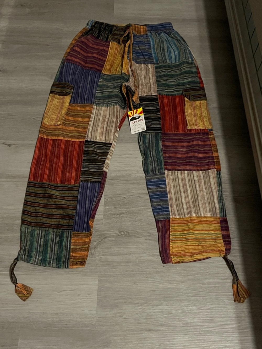 Bohemian Multicolor Patchwork Women’s Pants - Casual Drawstring L
